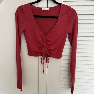 Wilfred Free from Aritzia lynx long-sleeve knit in burnt red/orange (Small)